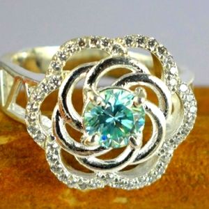 Anniversary Present 2.41 Ct Round Cut Blue Diamond Solitaire Halo Ring Certified